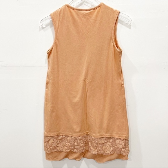 Logo Lori Goldstein Orange Sleeveless Layered Lace Tank Top Long Small - Picture 2 of 8